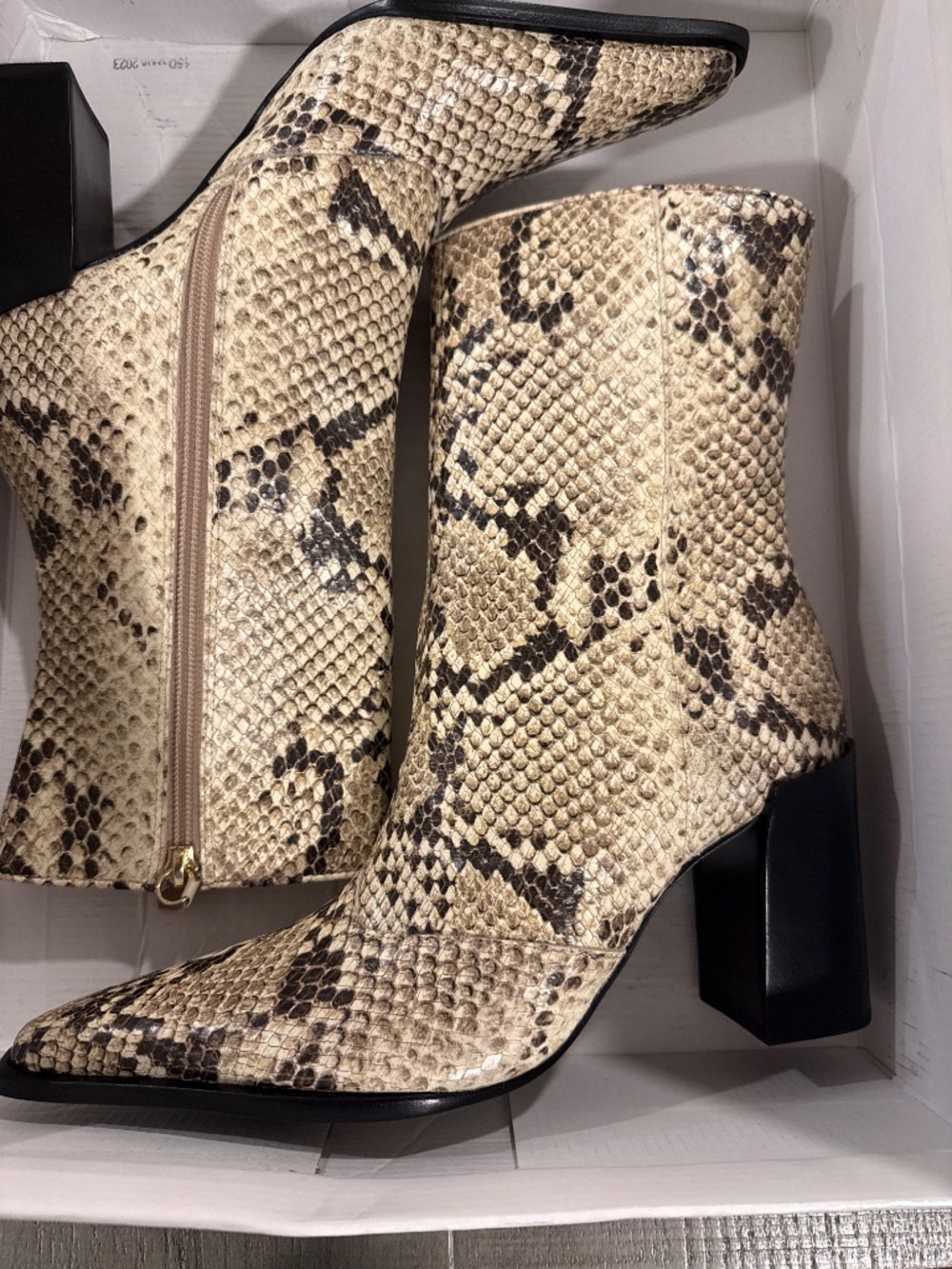 Schutz Raffaela Mid-Calf Snake-Print Leather Boots - Picture 2 of 16